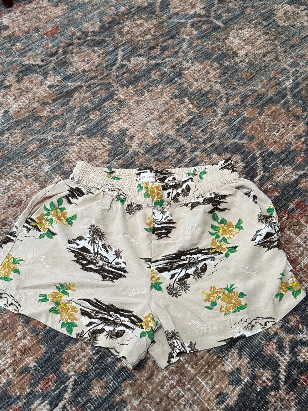 Brixton Paradise Safari Tropical Print Pull On Shorts Size M